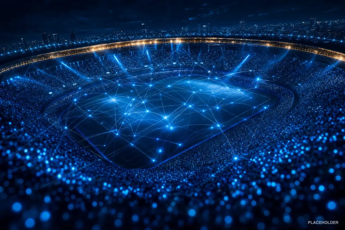 A packed stadium under the lights at night